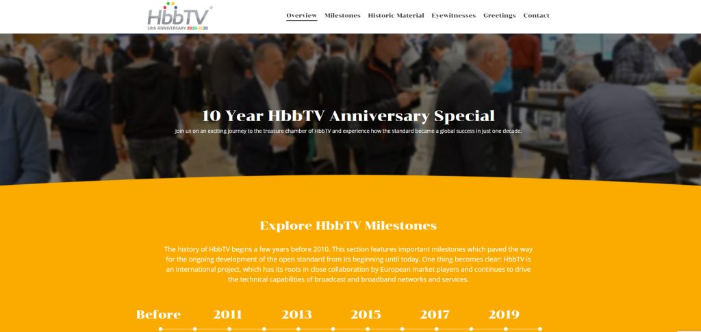 Web especial de la asociación HbbTV por su 10 aniversario